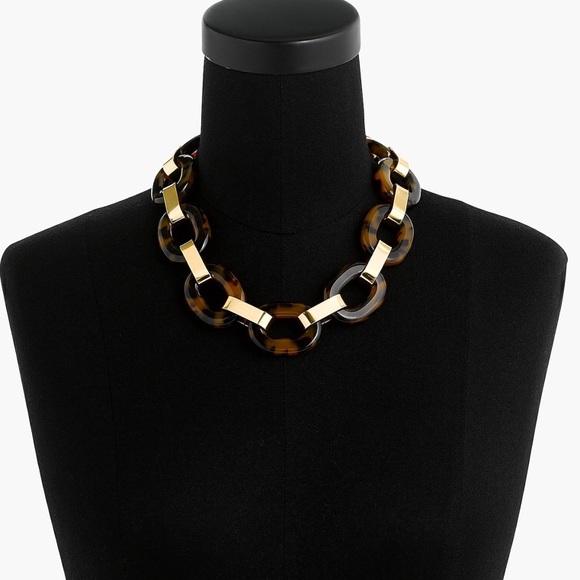 New J. Crew Lucite Tortoise Chain Link Necklace - Picture 2 of 7